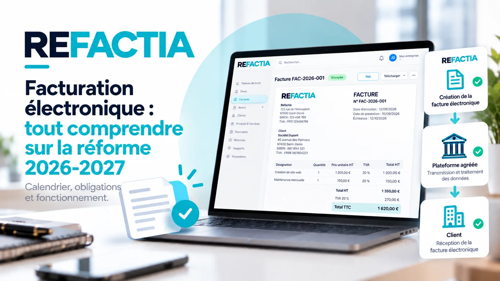 Facturation électronique 2026-2027 avec le logiciel Refactia